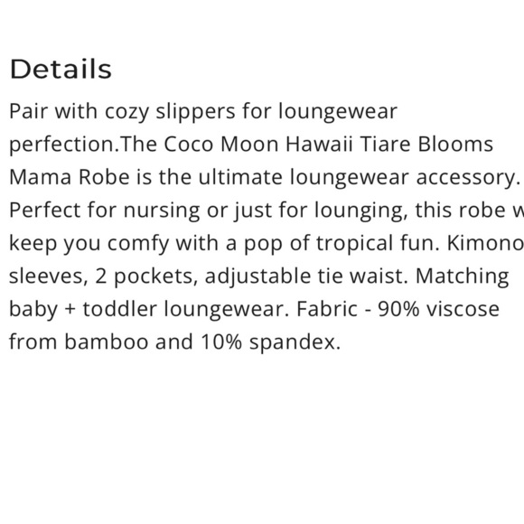 Coco moon Tiare Blooms Mama Robe In Blue robe size XS/S - Picture 7 of 7